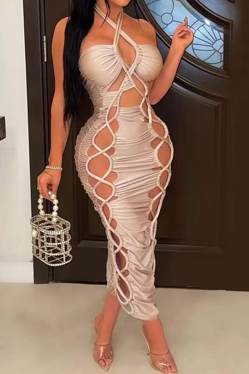 Women's Cutout Lace Up Bodycon Party Dress