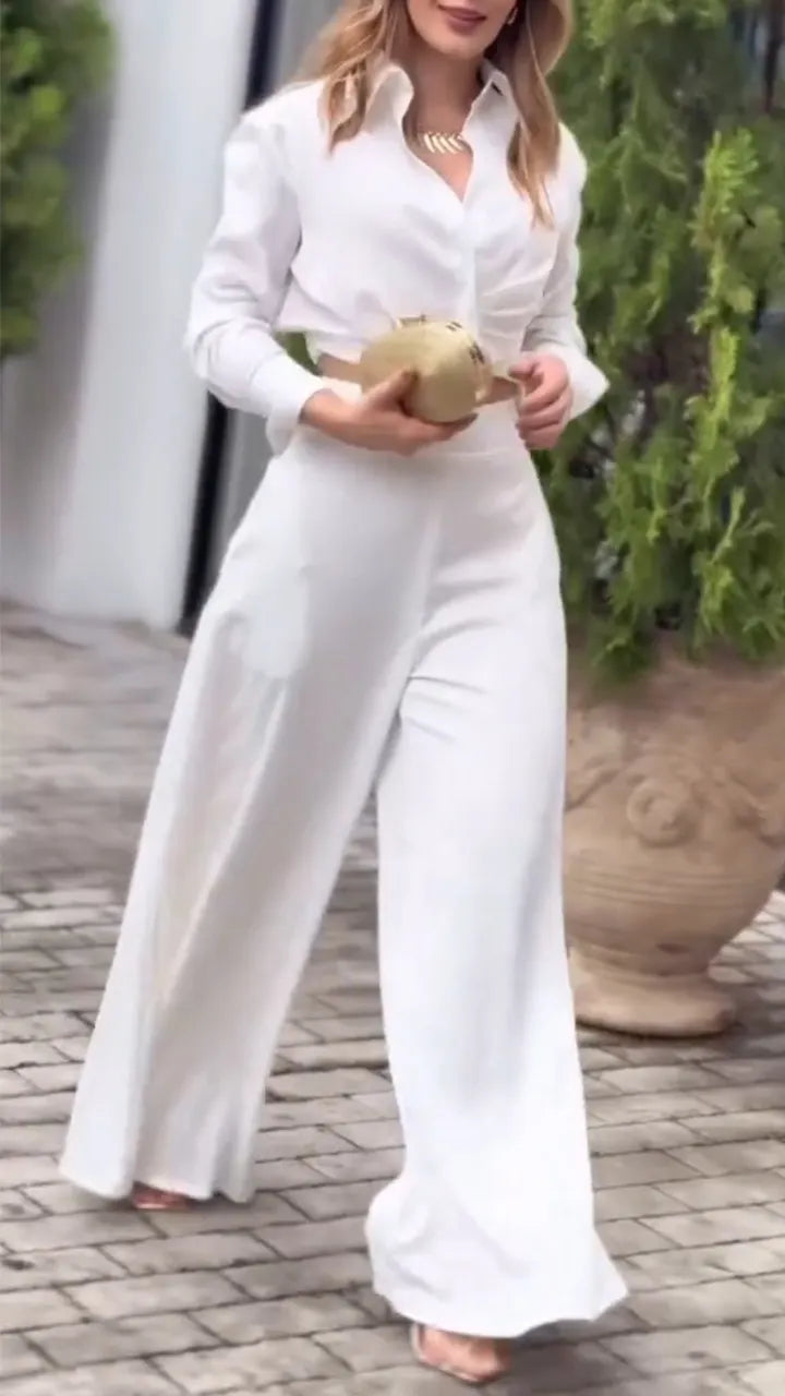 Women's Lapel Solid Color Casual Suit