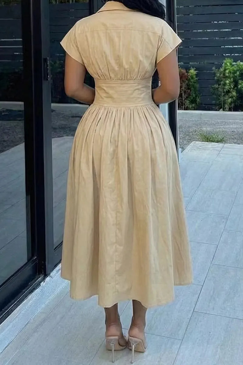 Women's Collared Button Down Maxi Dress